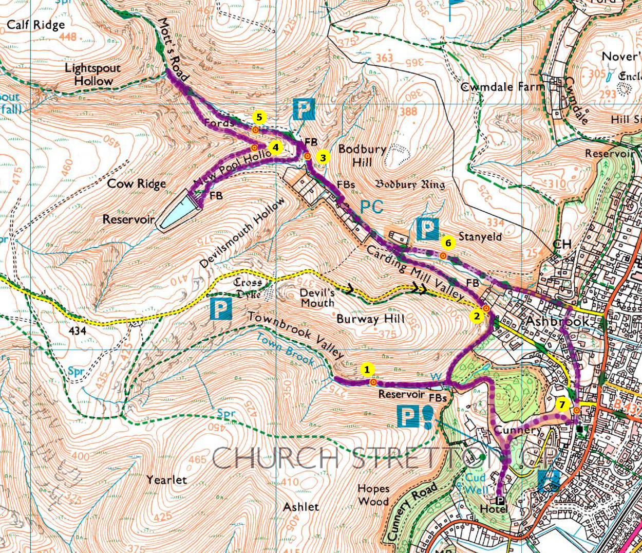 Carding Mill Valley Map